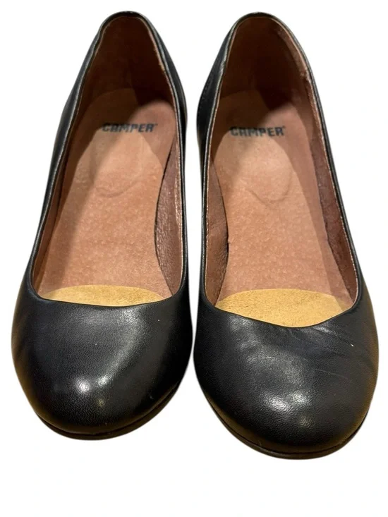 Camper Black Leather Cushioned Wedge Heels Size 6 - Picture 2 of 9